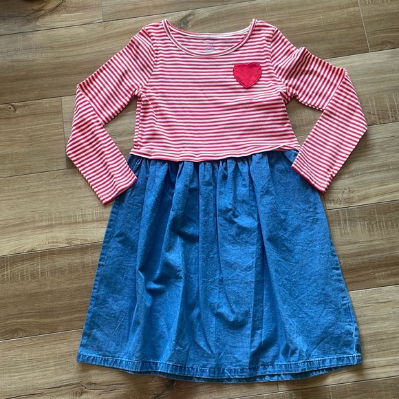 NWOT Carters Valentine Striped Chambray Dress - Picture 3 of 9